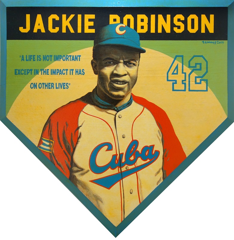 2014 Homage to Jackie Robinson acrylic on wood 19 x 19in
