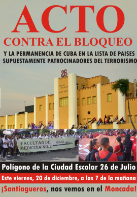 Convocan a acto contra el bloqueo en Santiago de Cuba