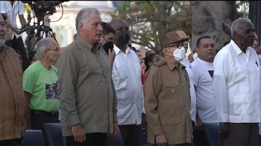 Presiden Raúl Castro y Díaz-Canel conmemoración en Cienfuegos, Cuba