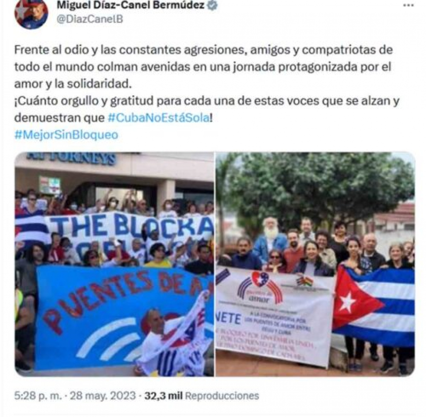Autoridades de Cuba agradecen solidaridad contra bloqueo de EEUU
