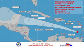 Atenta Santiago de Cuba ante trayectoria del huracán Beryl
