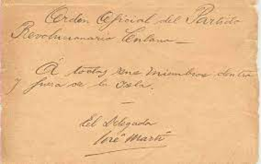 La orden de alzamiento firmada por José Martí